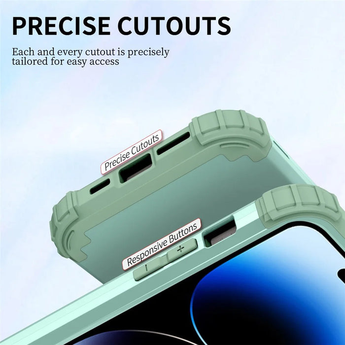 For iPhone 14 Pro Max L-Style Phone Case with Ring Holder Kickstand Protective Phone Back Cover - Green - 3