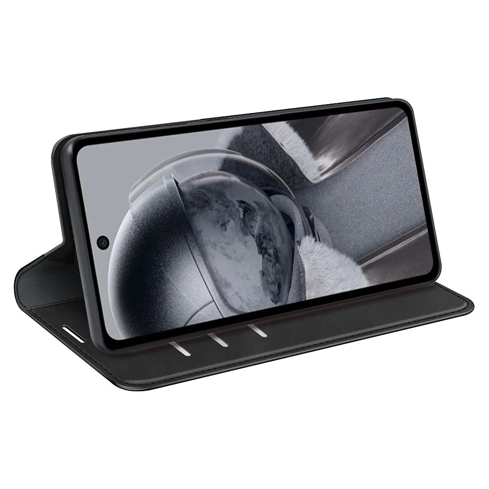 For HMD Pulse / Pulse+ / Pulse Pro Wallet Case Skin-Touch PU Leather Folio Flip Phone Cover - Black - 3