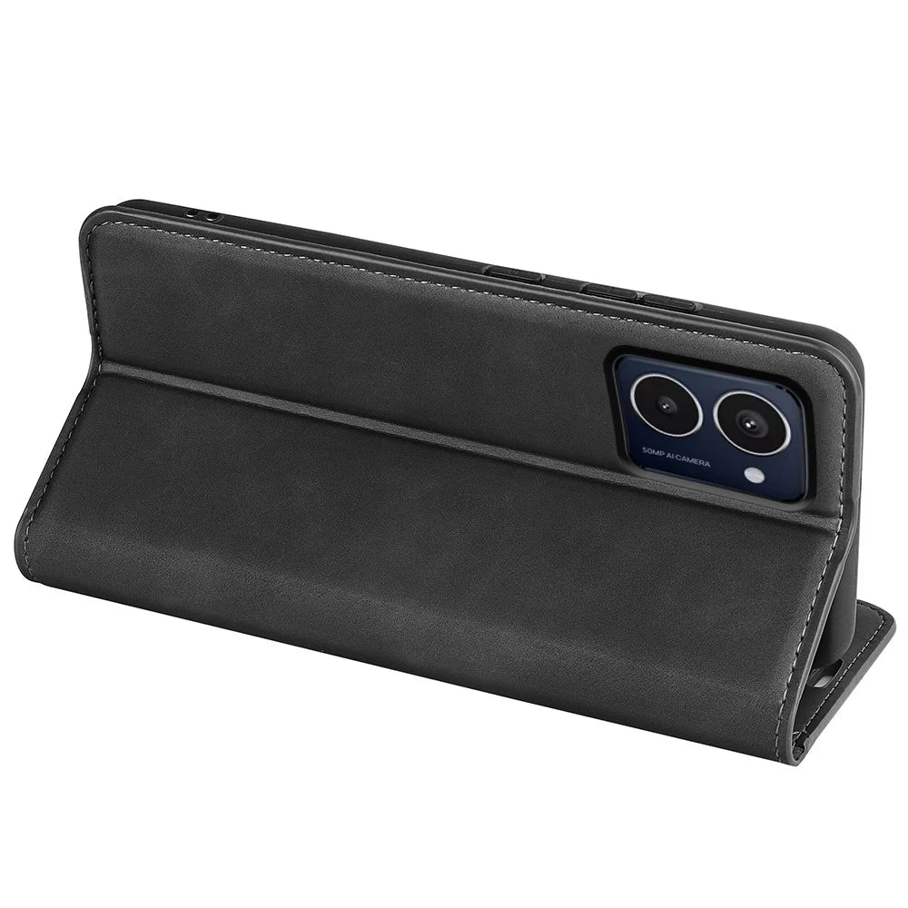 For HMD Pulse / Pulse+ / Pulse Pro Wallet Case Skin-Touch PU Leather Folio Flip Phone Cover - Black - 4