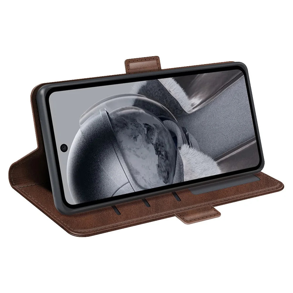 For HMD Pulse / Pulse+ / Pulse Pro Wallet Case Calf Texture Leather Stand Phone Cover - Brown - 3