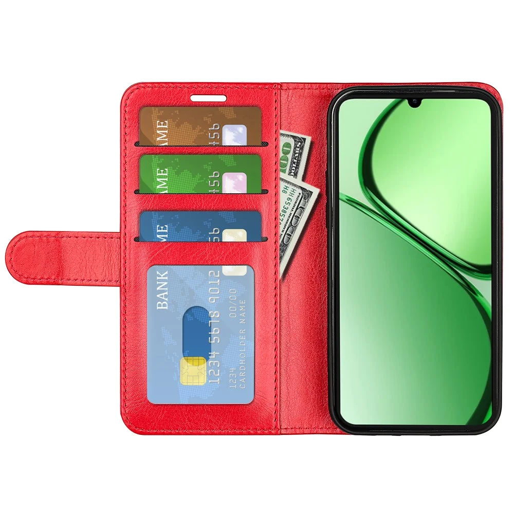 For Realme Note 60x 4G / C63 4G / C61 4G Wallet Case Crazy Horse Texture Leather Stand Phone Cover - Red - 2