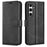 For Samsung Galaxy S24 FE Stand Case Calf Texture Anti-Scratch Leather Phone Cover - Black - 1