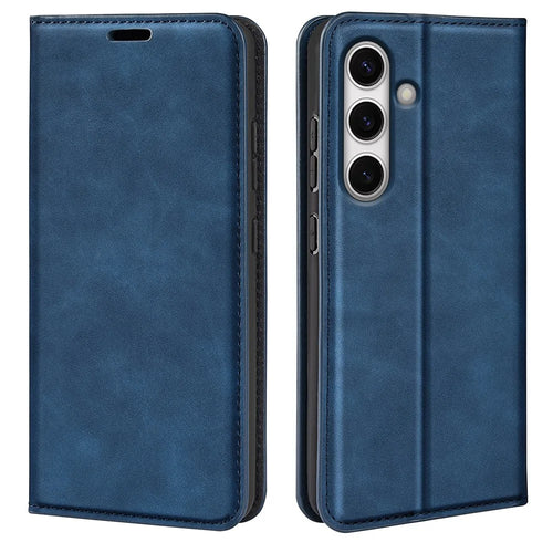 For Samsung Galaxy S24 FE Case Skin-Touch Drop-Proof Leather Wallet Phone Cover - Blue - 1