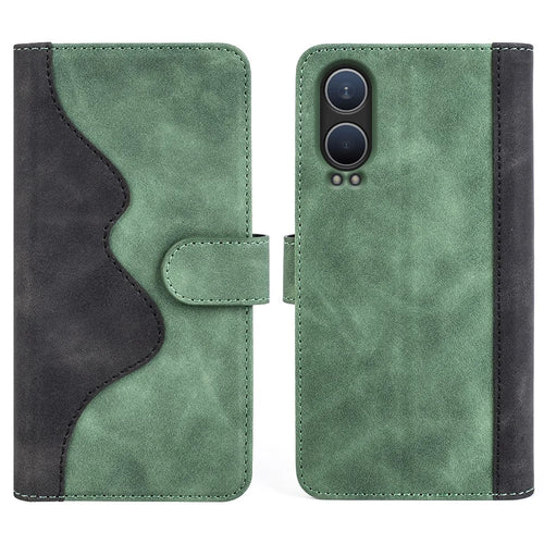 For OnePlus Nord CE4 Lite 5G / Oppo K12x 5G (China) Phone Case Splicing Color Leather Wallet Cover - Green - 1
