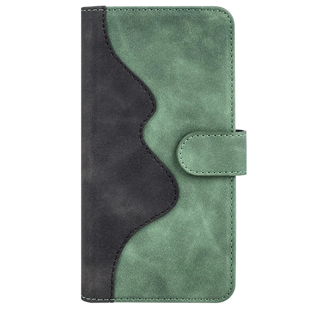 For OnePlus Nord CE4 Lite 5G / Oppo K12x 5G (China) Phone Case Splicing Color Leather Wallet Cover - Green - 6