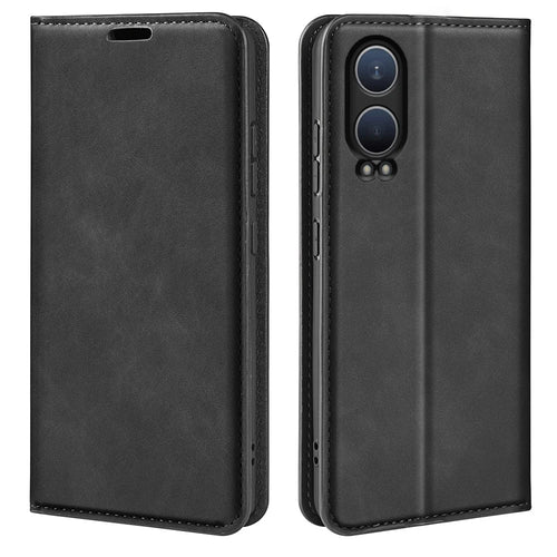 For OnePlus Nord CE4 Lite 5G / Oppo K12x 5G (China) Wallet Phone Case Skin-Touch Leather Flip Cover - Black - 1
