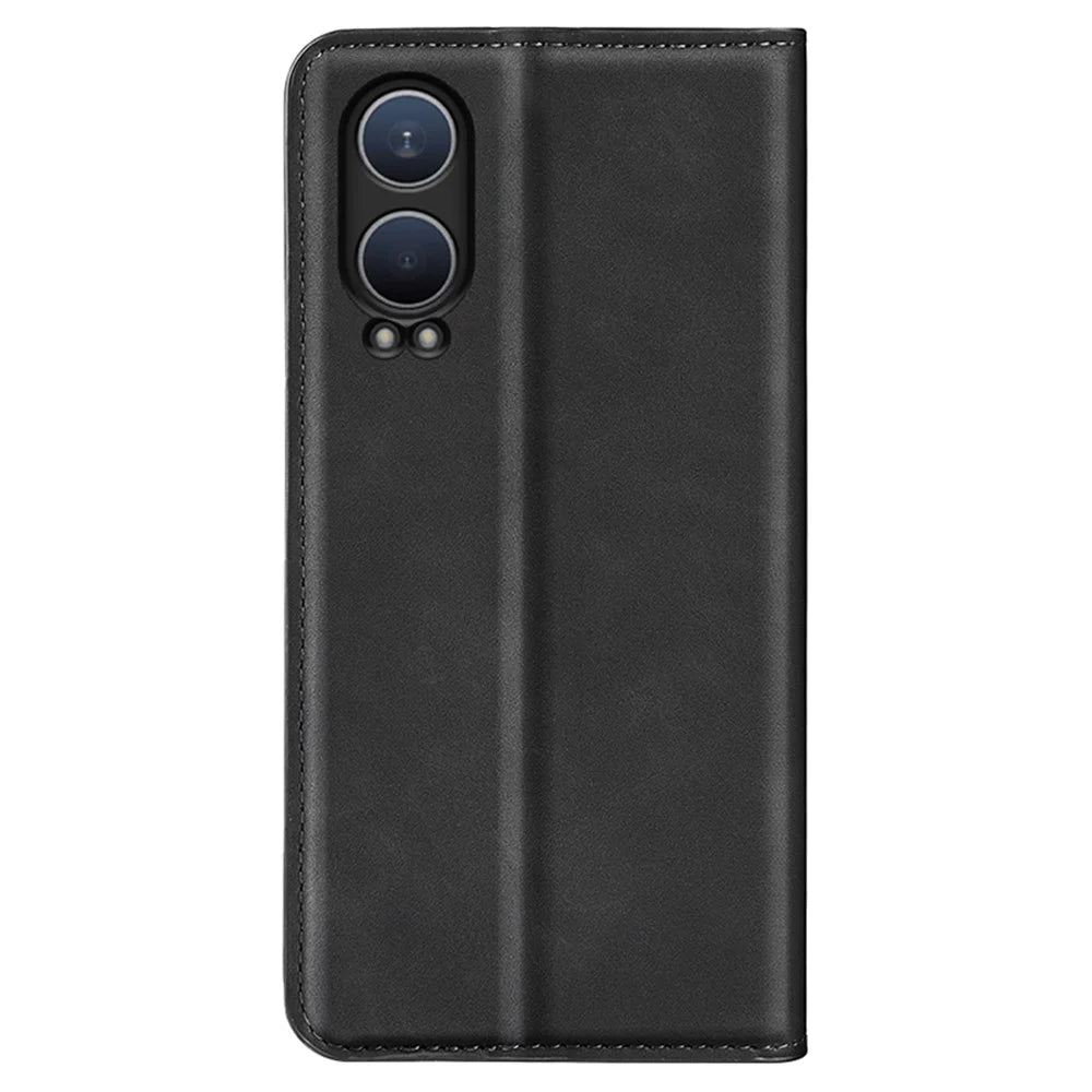 For OnePlus Nord CE4 Lite 5G / Oppo K12x 5G (China) Wallet Phone Case Skin-Touch Leather Flip Cover - Black - 7