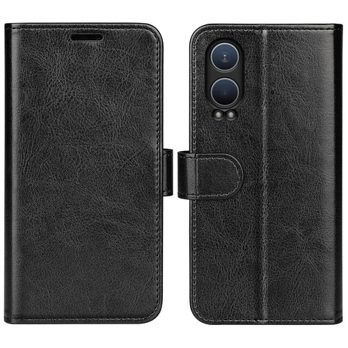 For OnePlus Nord CE4 Lite 5G / Oppo K12x 5G (China) Wallet Phone Case Crazy Horse Texture Stand Leather Cover - Black - 1