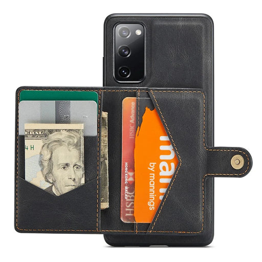 JEEHOOD J01 For Samsung Galaxy S20 FE 2022 / S20 FE / S20 FE 5G / S20 Lite Case Retro Leather Detachable Back Cover - Black - 2