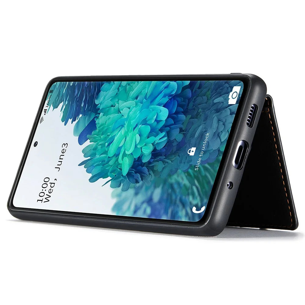 JEEHOOD J01 For Samsung Galaxy S20 FE 2022 / S20 FE / S20 FE 5G / S20 Lite Case Retro Leather Detachable Back Cover - Black - 4