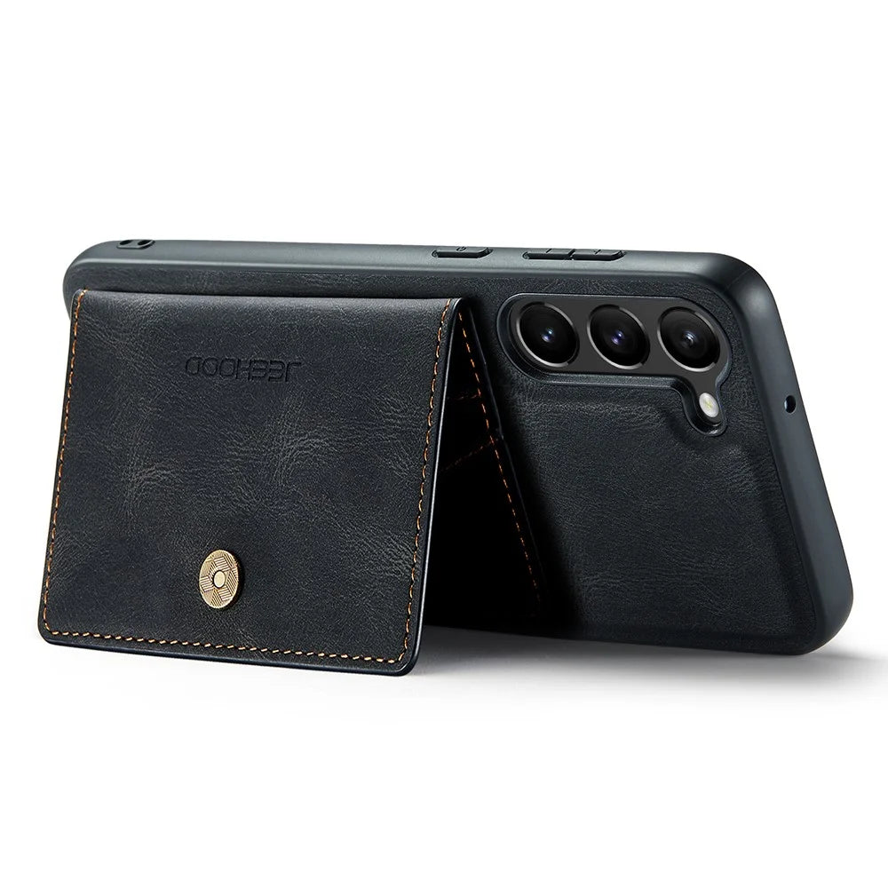 JEEHOOD J01 For Samsung Galaxy S23+ Case Leather Phone Back Cover Magnetic 2 in 1 Detachable - Black - 4