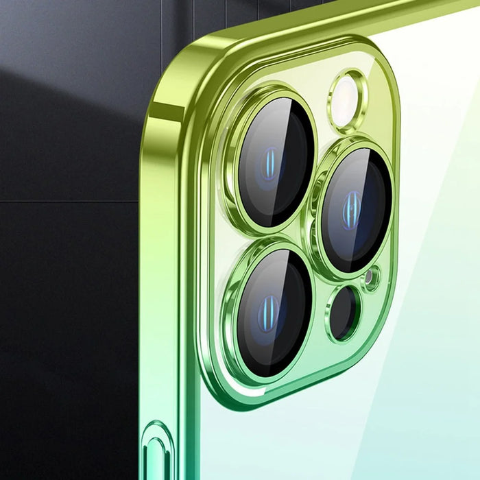 For iPhone 14 Pro Gradient Color Hard PC Case Dust-proof Electroplating Back Cover - Gradient Cyan Green - 2