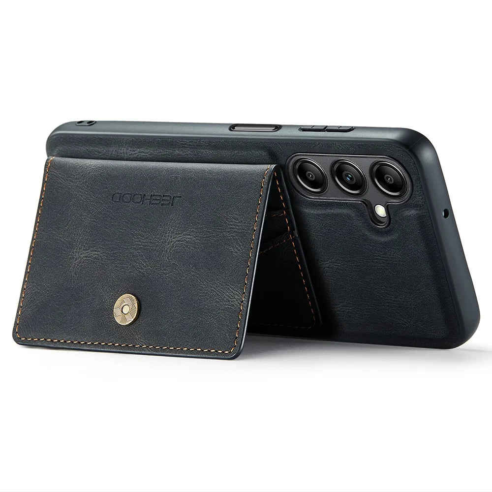 JEEHOOD J01 For Samsung Galaxy A13 5G Case Card Holder Kickstand Leather + TPU Phone Cover Detachable - Black - 3