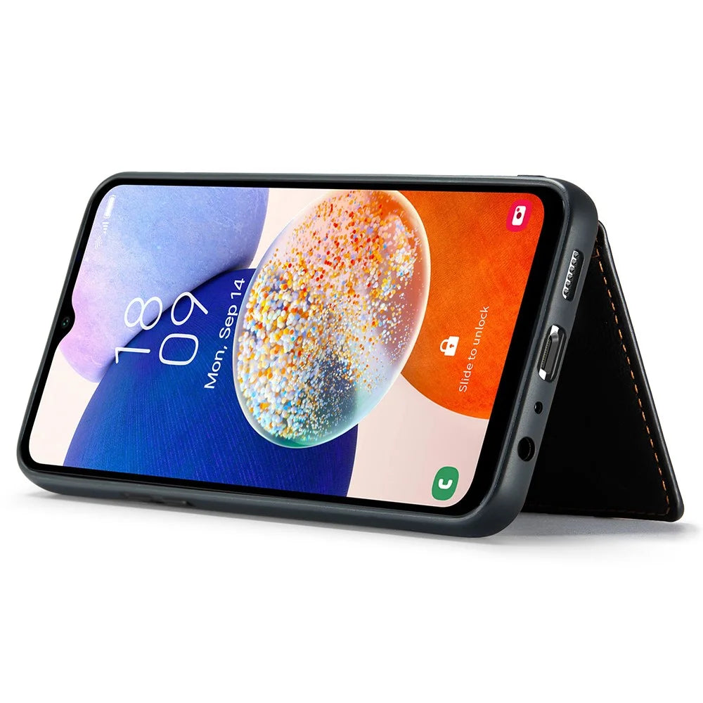 JEEHOOD J01 For Samsung Galaxy A13 5G Case Card Holder Kickstand Leather + TPU Phone Cover Detachable - Black - 4