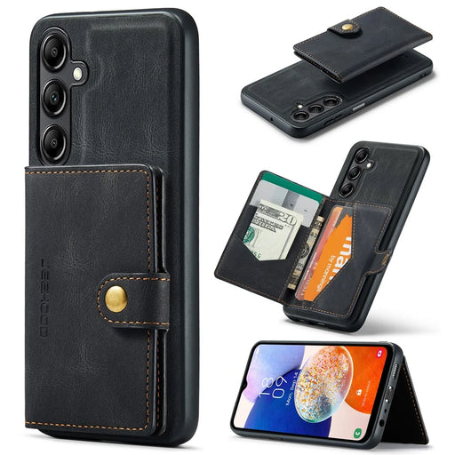 JEEHOOD J01 For Samsung Galaxy A14 4G / 5G Case Leather + TPU Kickstand Phone Cover 2 in 1 Detachable - Black - 1