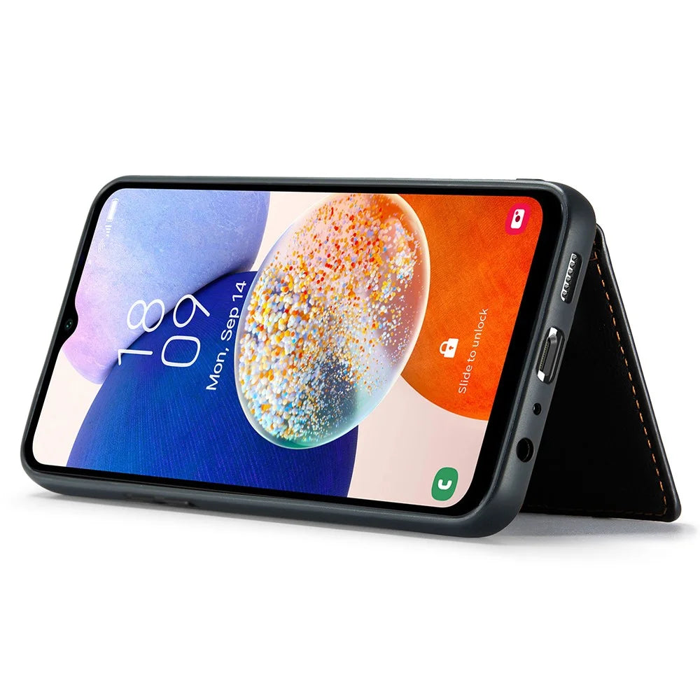 JEEHOOD J01 For Samsung Galaxy A14 4G / 5G Case Leather + TPU Kickstand Phone Cover 2 in 1 Detachable - Black - 4