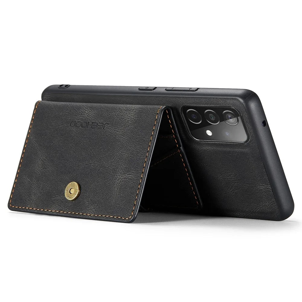 JEEHOOD J01 For Samsung Galaxy A52 4G / 5G / A52s 5G Case Leather + TPU Detachable Phone Cover Card Bag - Black - 3