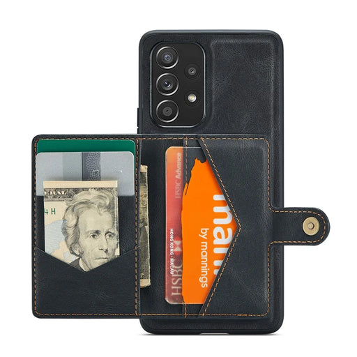 JEEHOOD J01 For Samsung Galaxy A53 5G Case Leather Phone Back Cover Magnetic Detachable Card Bag - Black - 2