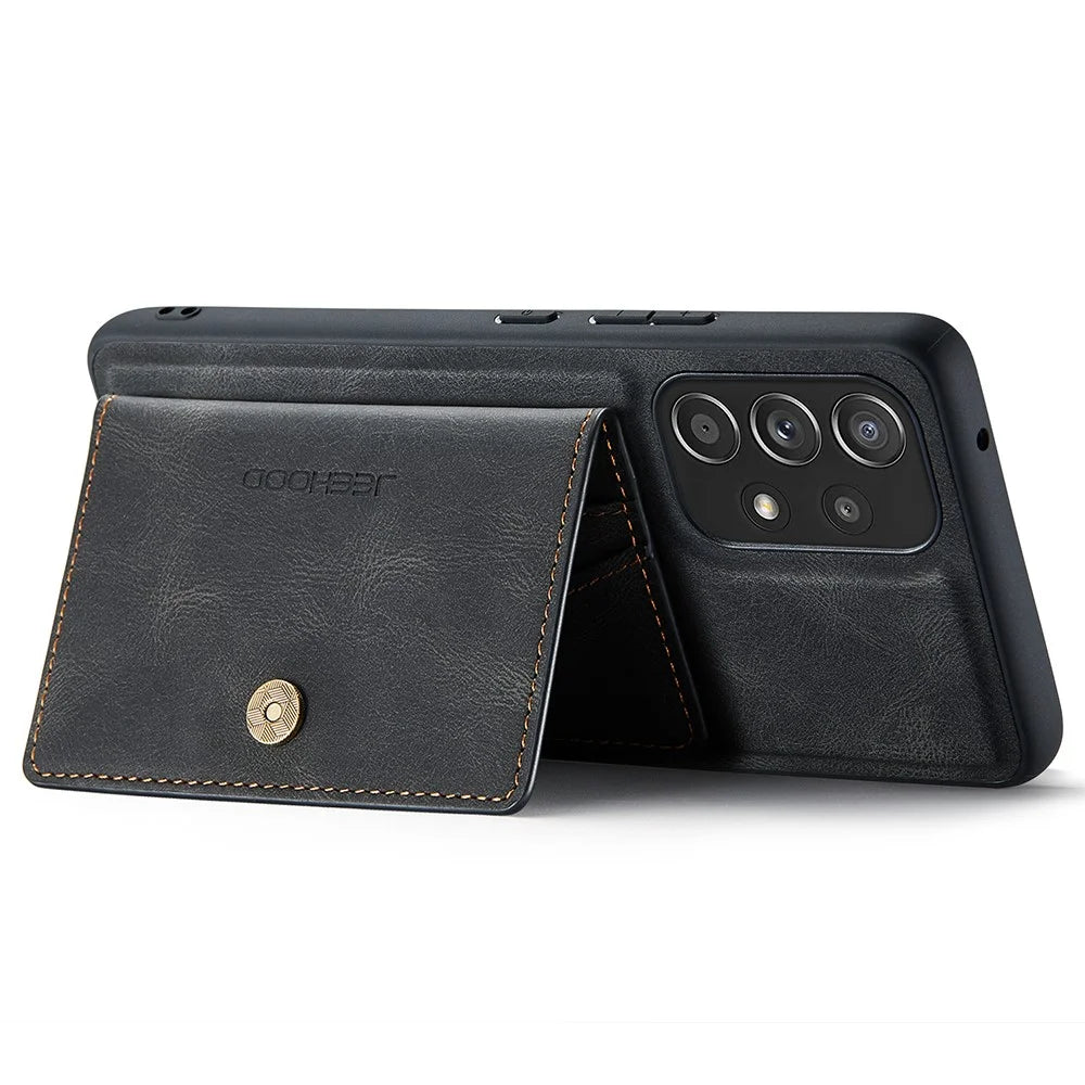 JEEHOOD J01 For Samsung Galaxy A53 5G Case Leather Phone Back Cover Magnetic Detachable Card Bag - Black - 4