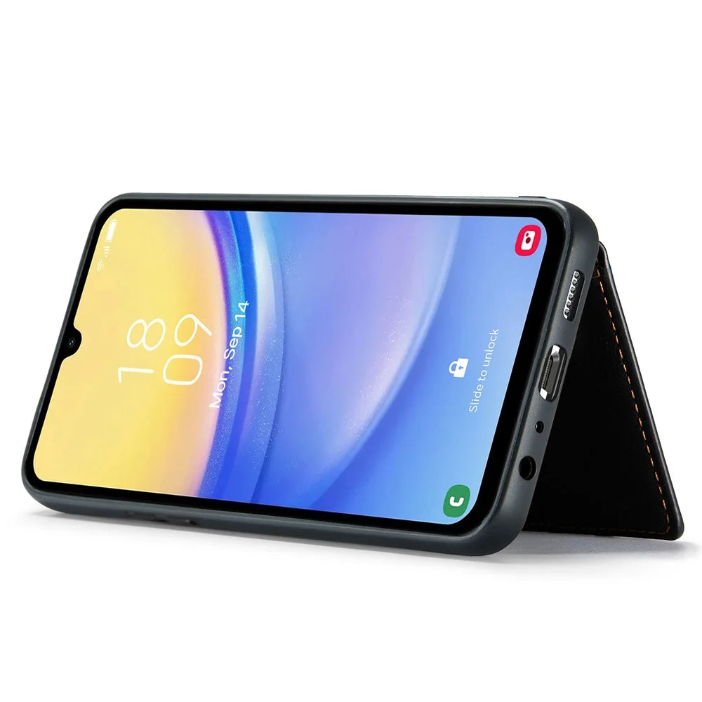 JEEHOOD J01 For Samsung Galaxy A15 4G / 5G Case Card Holder Detachable Leather + TPU Phone Cover - Black - 4