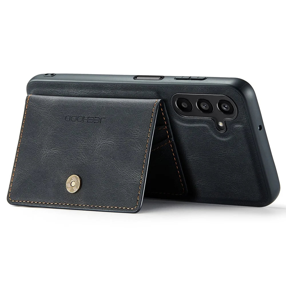 JEEHOOD J01 For Samsung Galaxy A54 5G Case with Card Holder Leather Back Cover Magnetic Case - Black - 3