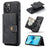 JEEHOOD J01 For iPhone 14 Case Leather+TPU Phone Cover Magnetic 2-in-1 Detachable - Black - 1