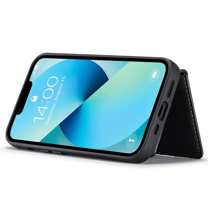 JEEHOOD J01 For iPhone 14 Case Leather+TPU Phone Cover Magnetic 2-in-1 Detachable - Black - 4