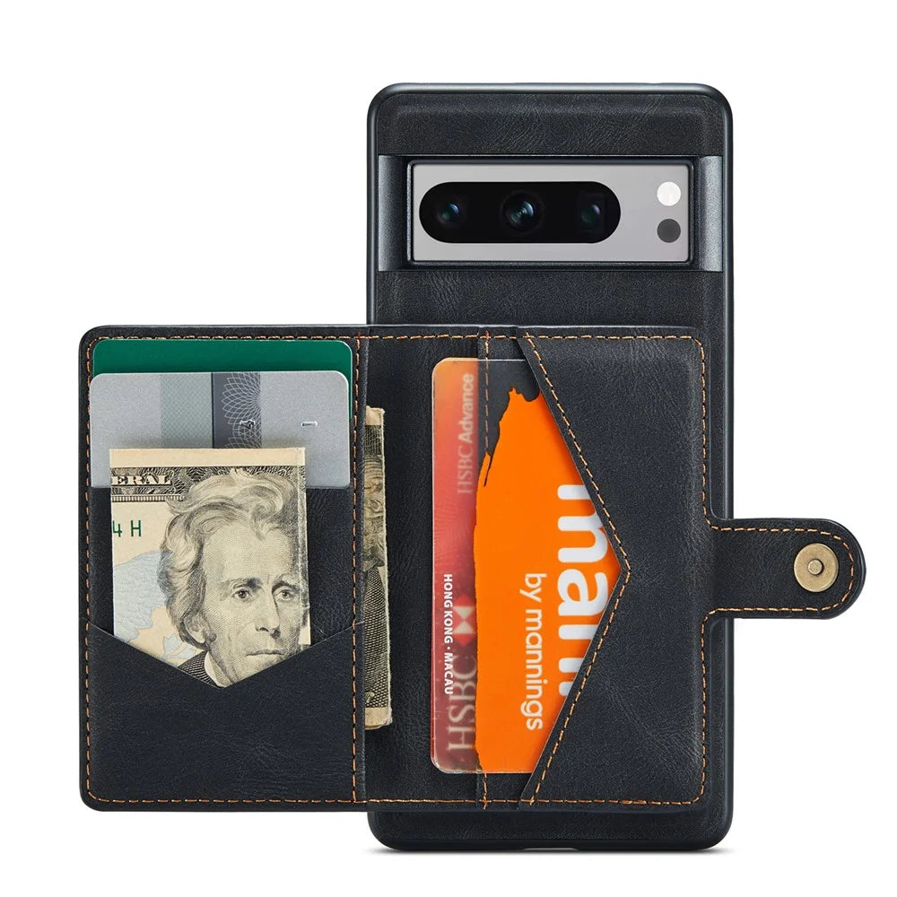 JEEHOOD J01 For Google Pixel 8 Pro Case PU Leather Card Bag Detachable 2-in-1 Back Cover - Black - 2
