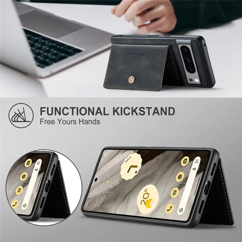 JEEHOOD J01 For Google Pixel 8 Pro Case PU Leather Card Bag Detachable 2-in-1 Back Cover - Black - 5