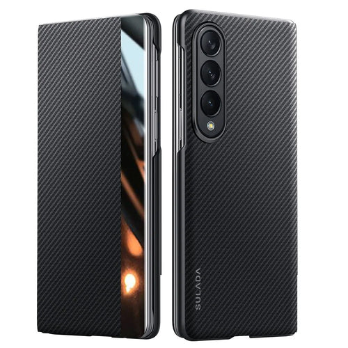 SULADA For Samsung Galaxy Z Fold4 5G Case Card Holder Leather Phone Cover - Black - 1