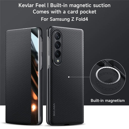 SULADA For Samsung Galaxy Z Fold4 5G Case Card Holder Leather Phone Cover - Black - 2