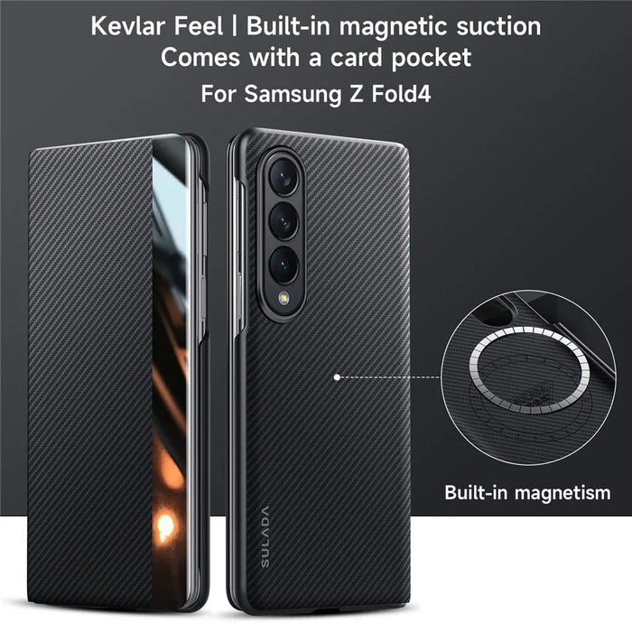 SULADA For Samsung Galaxy Z Fold4 5G Case Card Holder Leather Phone Cover - Black - 2