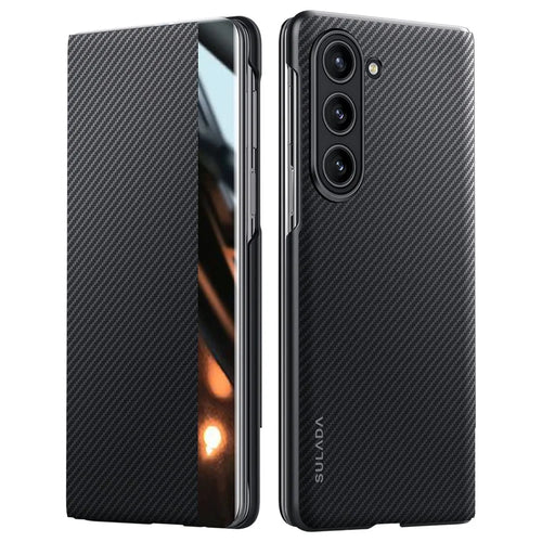 SULADA For Samsung Galaxy Z Fold5 5G Case Leather Flip Phone Cover with Card Slot - Black - 1