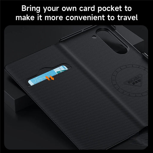 SULADA For Samsung Galaxy Z Fold5 5G Case Leather Flip Phone Cover with Card Slot - Black - 2