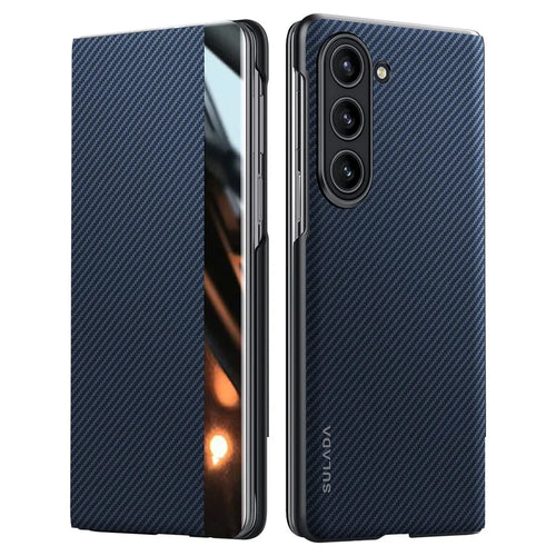 SULADA For Samsung Galaxy Z Fold6 5G Case Card Slot Leather Phone Cover Magnetic Wireless Charging - Blue - 1