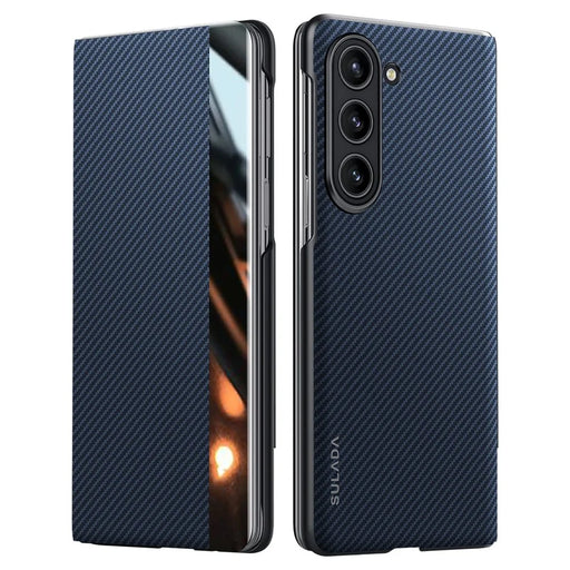 SULADA For Samsung Galaxy Z Fold6 5G Case Card Slot Leather Phone Cover Magnetic Wireless Charging - Blue - 1