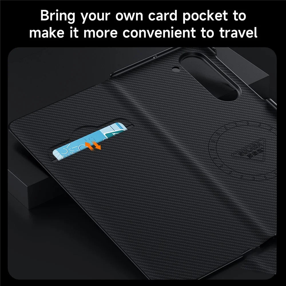 SULADA For Samsung Galaxy Z Fold6 5G Case Card Slot Leather Phone Cover Magnetic Wireless Charging - Blue - 3
