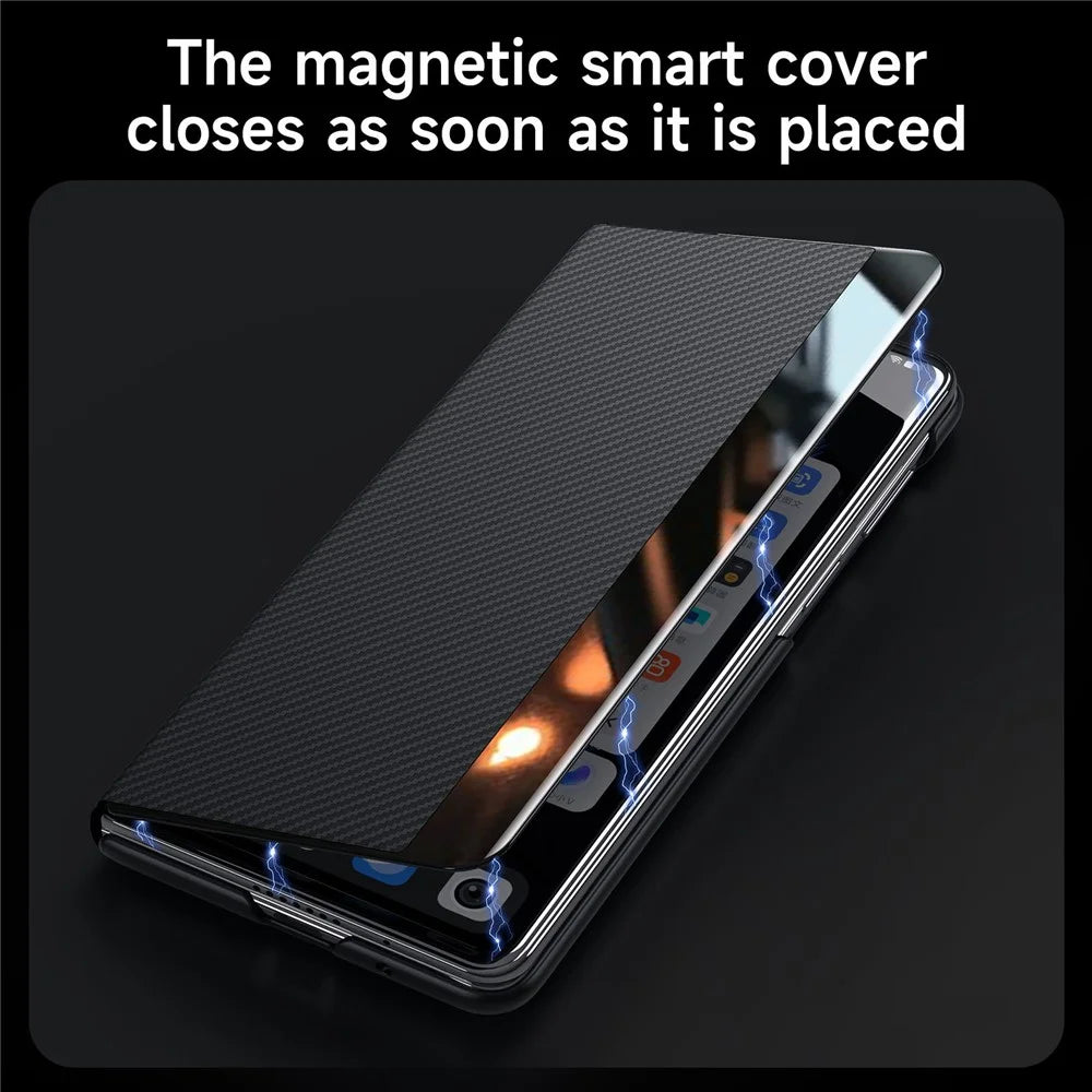 SULADA For Samsung Galaxy Z Fold6 5G Case Card Slot Leather Phone Cover Magnetic Wireless Charging - Blue - 5