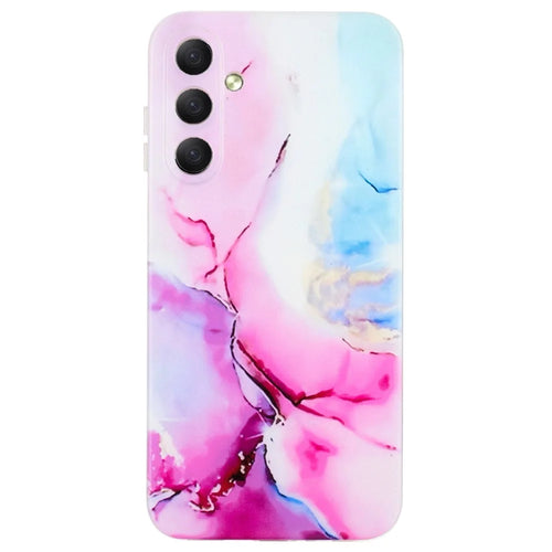 For Samsung Galaxy S24 FE Case Flexible TPU Marble Pattern Phone Cover - Pink  /  Blue - 1