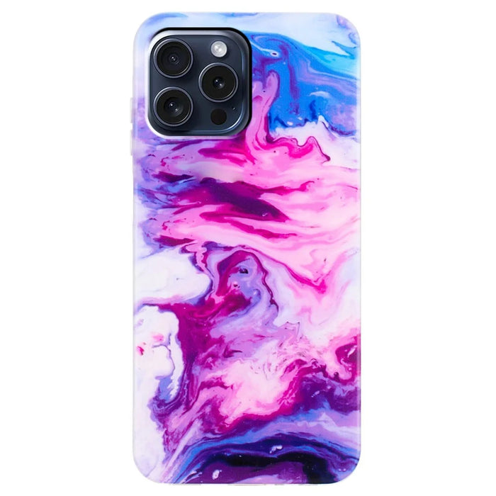 For iPhone 16 Pro Max TPU Case Marble Pattern Printing Mobile Phone Back Cover - Rose - 1