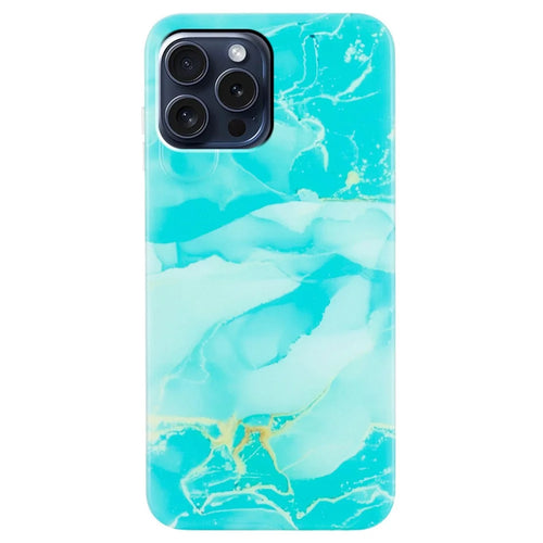 For iPhone 16 Pro Case Soft TPU Phone Cover Marble Pattern Printing - Green - 1