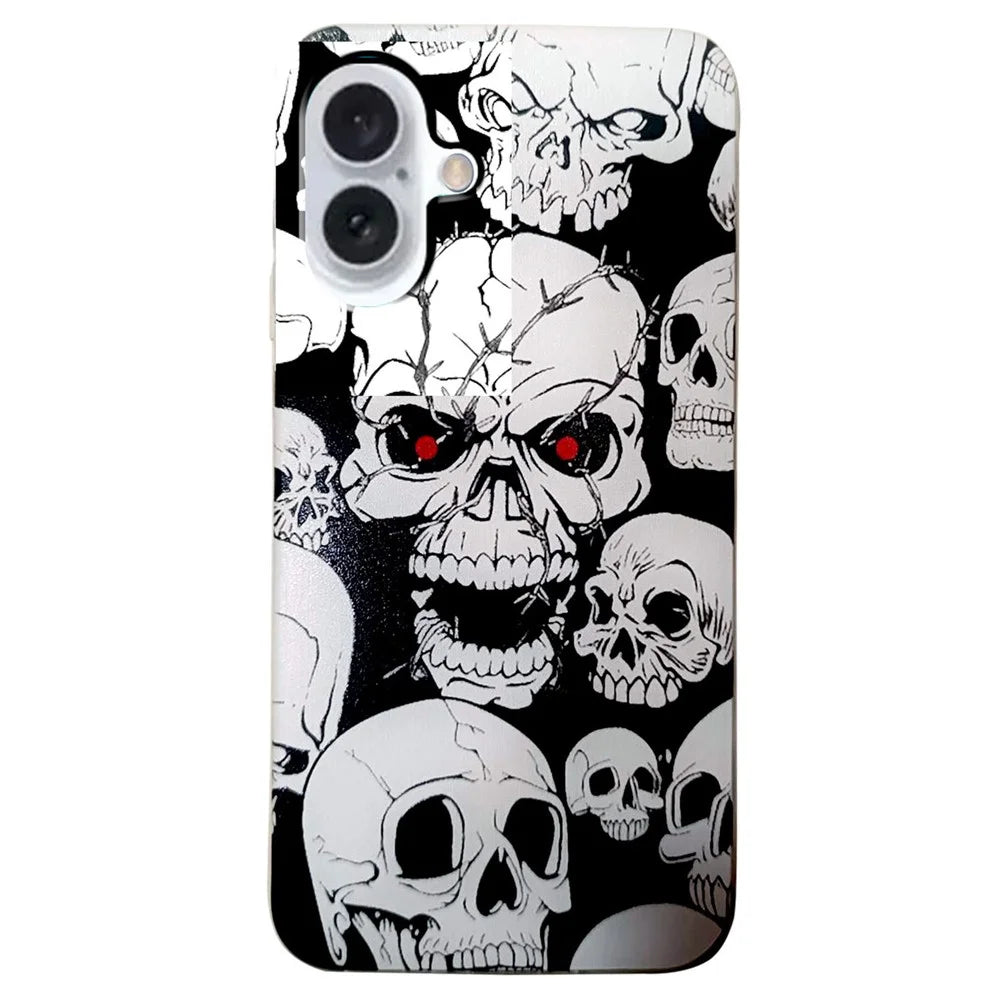 For iPhone 16 Case Pattern Printing TPU Cover Mobile Accessory   - Skull - 1