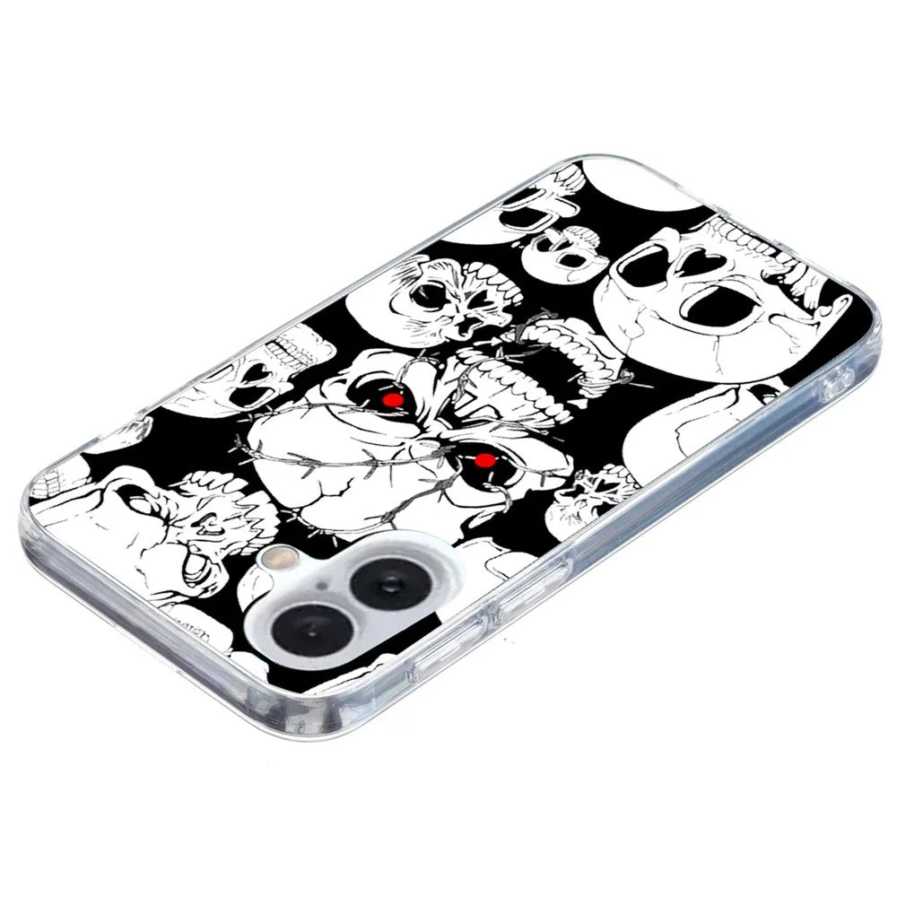 For iPhone 16 Case Pattern Printing TPU Cover Mobile Accessory   - Skull - 3