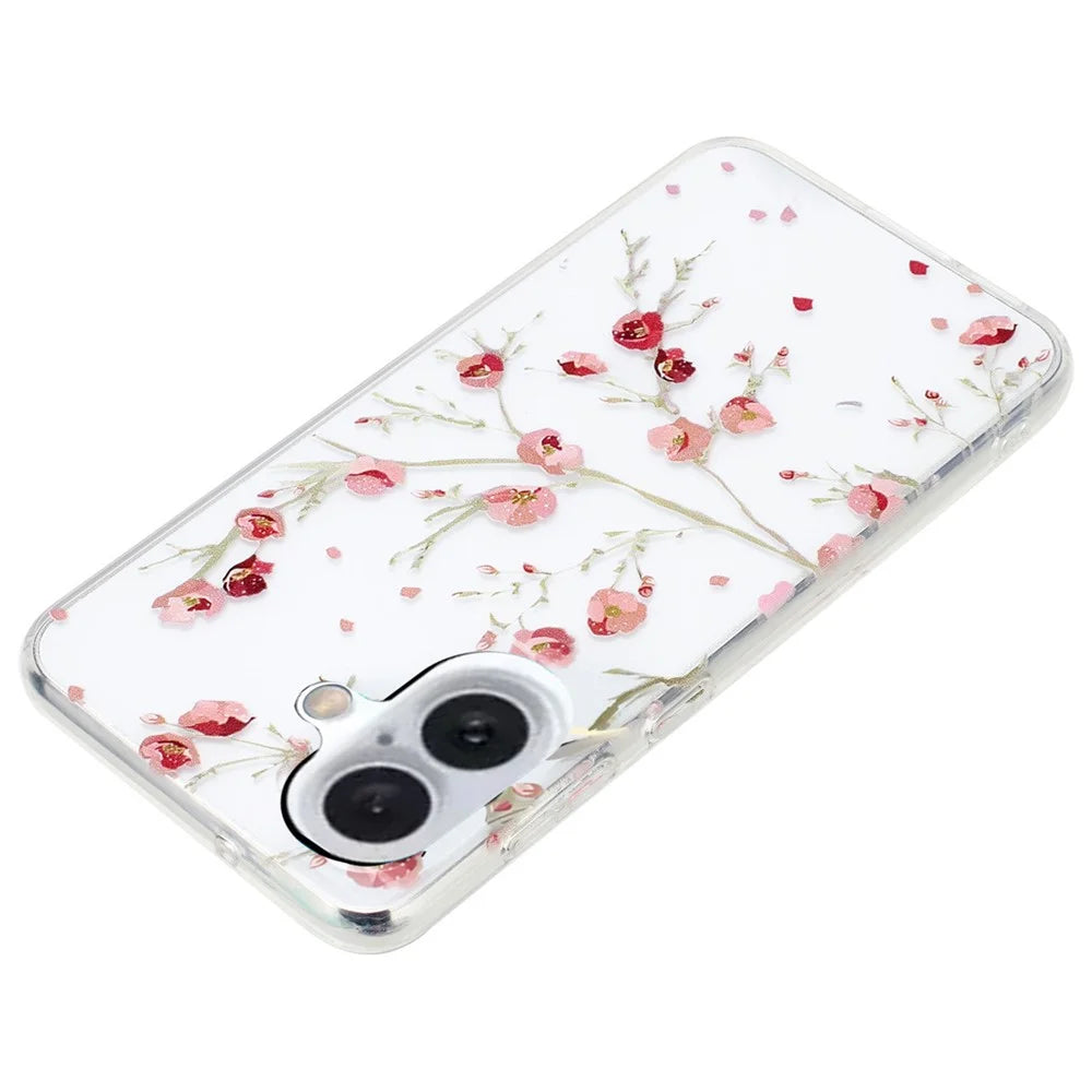 For iPhone 16 Plus Case Soft TPU Phone Back Cover Pattern Printing - Flower - 3