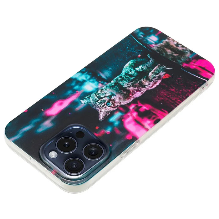 For iPhone 16 Pro Case Pattern Printing Anti-Scratch Slim TPU Phone Cover - Traffic Light Cat - 3