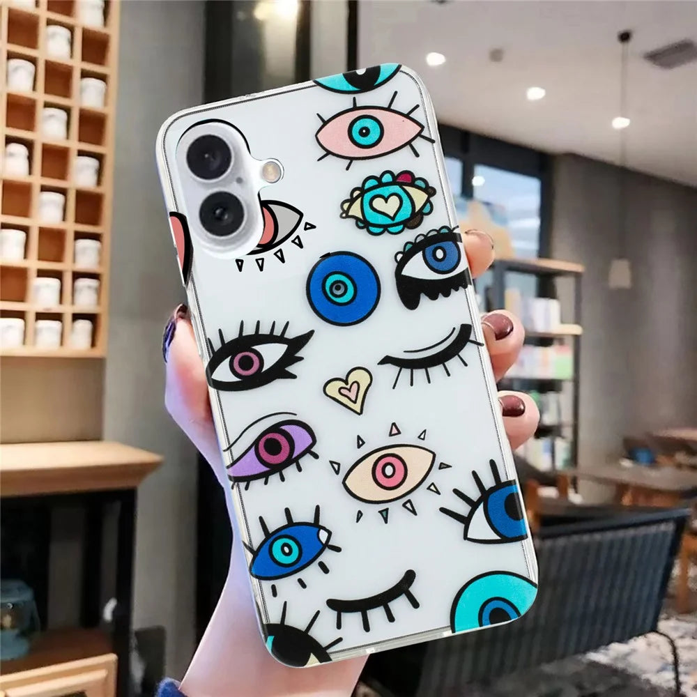 For iPhone 16 Case Pattern Printing Flexible TPU Mobile Phone Cover - Eye Monster - 4