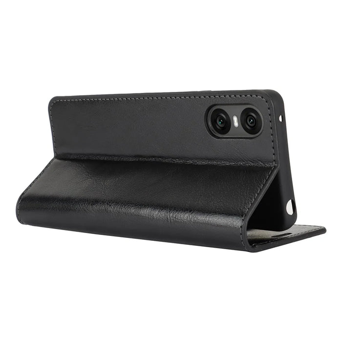 For Sony Xperia 10 VI Case Crazy Horse Texture Split Leather Wallet Phone Cover - Black - 4