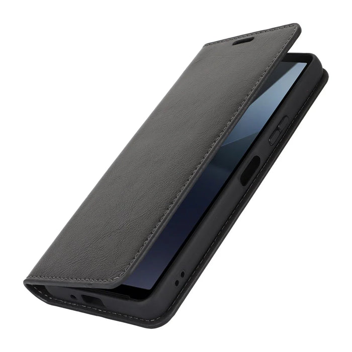For Sony Xperia 10 VI Case Crazy Horse Texture Split Leather Wallet Phone Cover - Black - 6