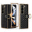 For Samsung Galaxy Z Fold6 5G Case V-Shape Pattern Kickstand PC Phone Cover - Black - 1