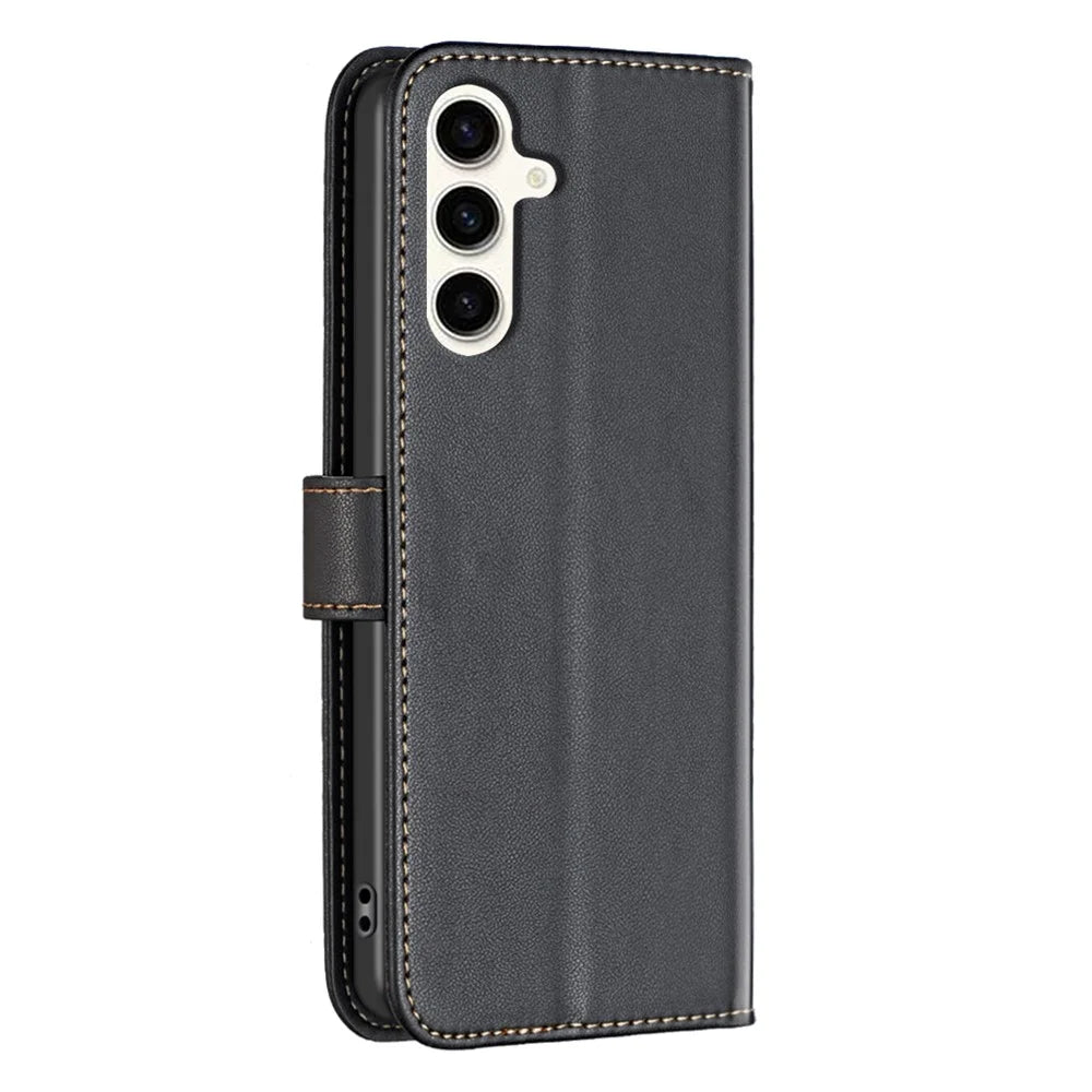 BINFEN COLOR BF17 For Samsung Galaxy M35 5G Case Leather Protective Phone Cover - Black - 6